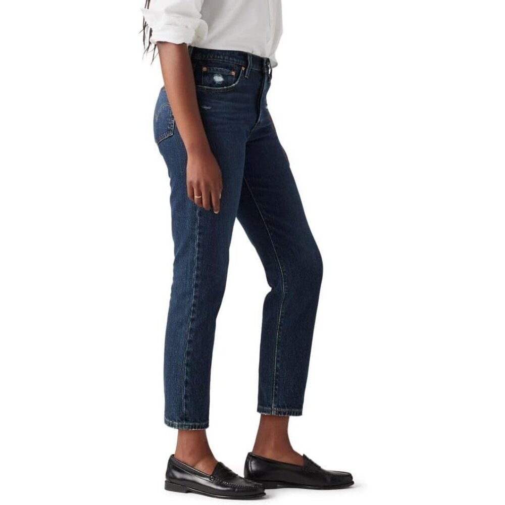 Women's Organic Cotton Crop Jeans Slim High Rise Straight Leg 27 - Picture 2 of 4